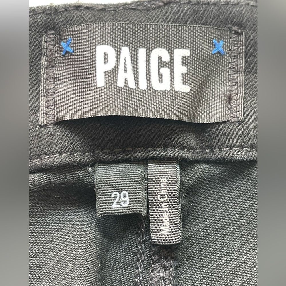 Paige Mayslie Black Fog Lux Joggers in a faux leather coated black  29 - Picture 7 of 13